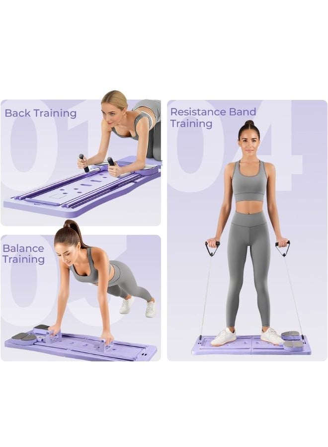 MAAS Pilates Board - Pilates Reformer Set, Multi-Purpose Foldable Pilates Reformer Board for Home, 5 in 1 Pilates Sliding Board (Purple) - Image 5